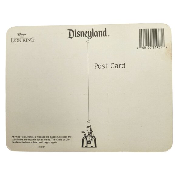 1990s Vintage Disneyland The Lion King Jumbo 5x7 Postcard Pride Rock - Picture 2 of 2